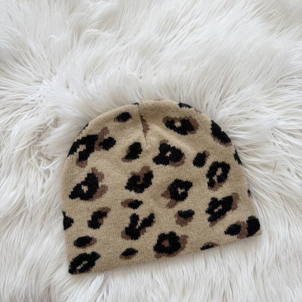 Madewell Merino Ribbed Beanie in Painted Leopard New One Size